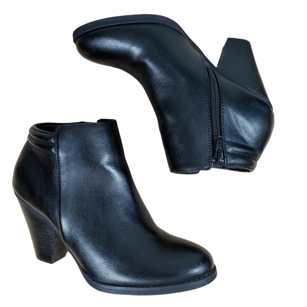 Mia Luce Booties Black Vegan Leather Inside Zip